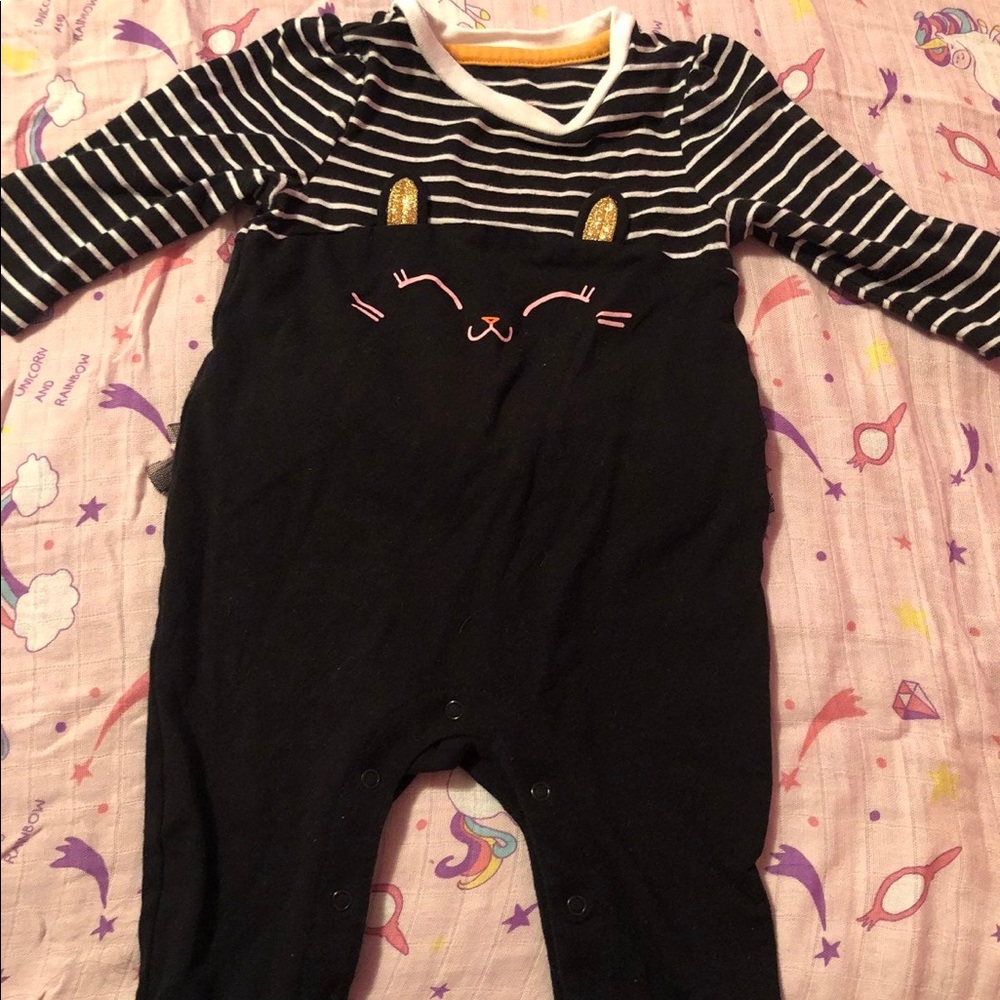 Striped cat romper
